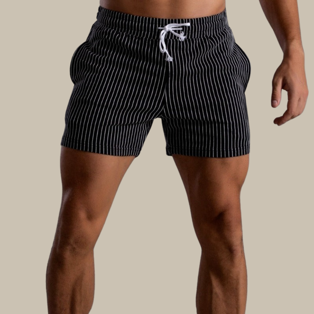 Sneldrogende Heren Zwemshort Ripstop-Polyester in Blauw, korte pasvorm, elastische tailleband, vooraanzicht