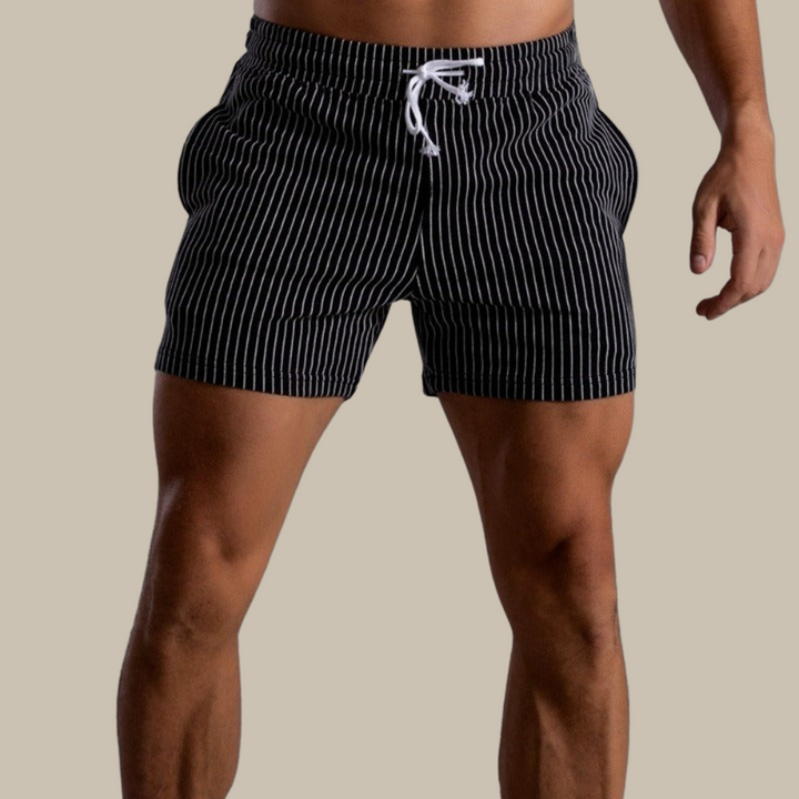 Sneldrogende Heren Zwemshort Ripstop-Polyester in Blauw, korte pasvorm, elastische tailleband, vooraanzicht