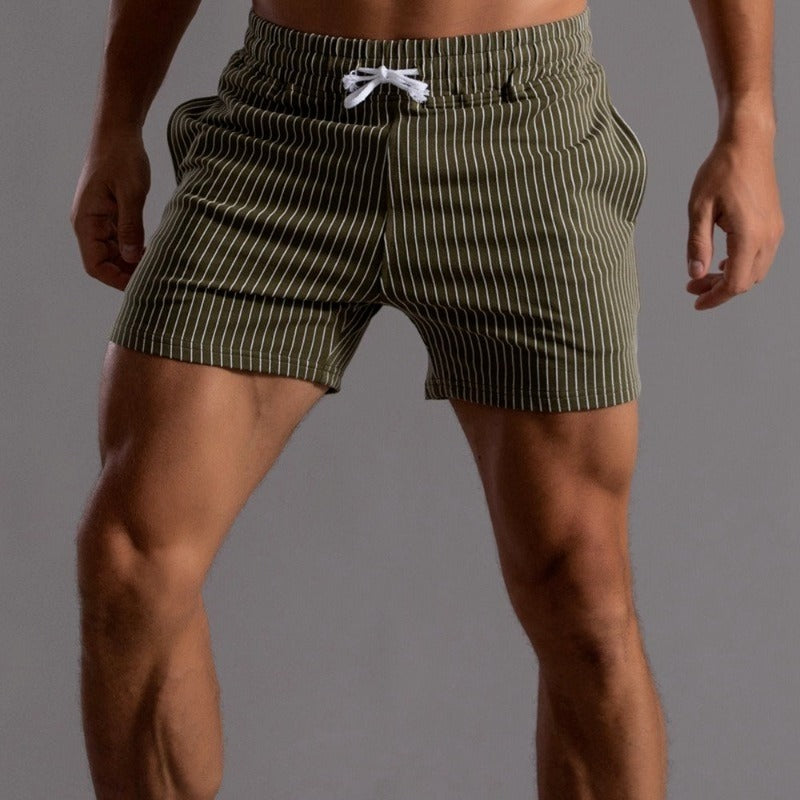 Sneldrogende Heren Zwemshort Ripstop-Polyester in Blauw, korte pasvorm, elastische tailleband, vooraanzicht