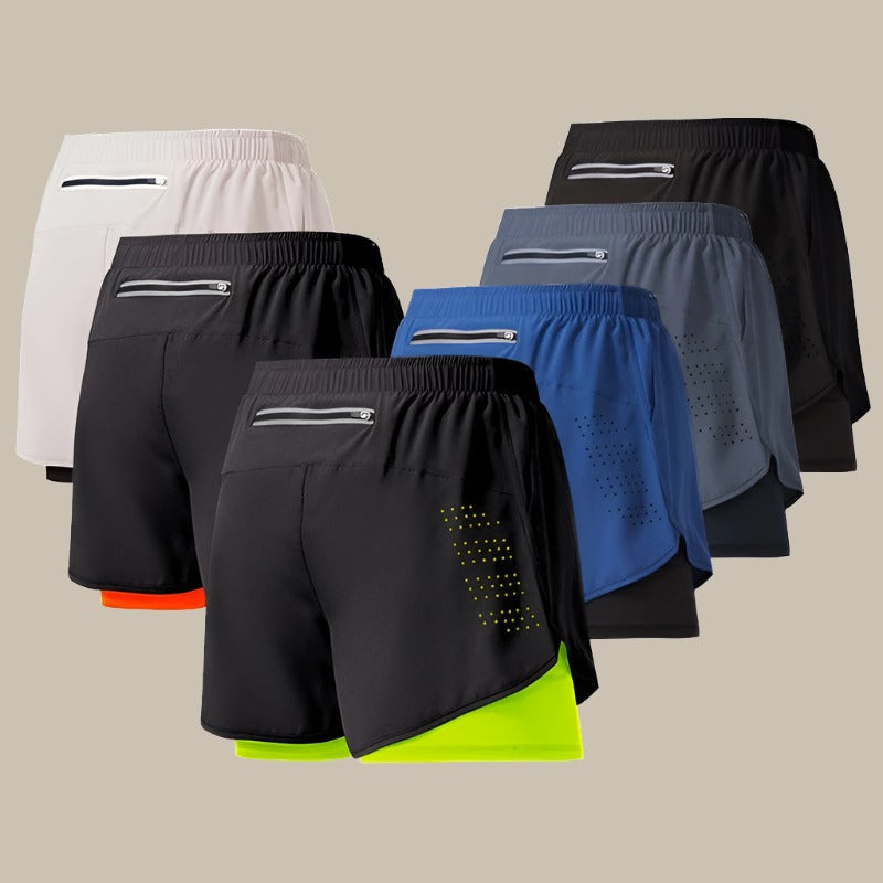Sneldrogende heren hardloopshorts met rits, zwart, ademend, ideaal voor sport en fitness, maat M