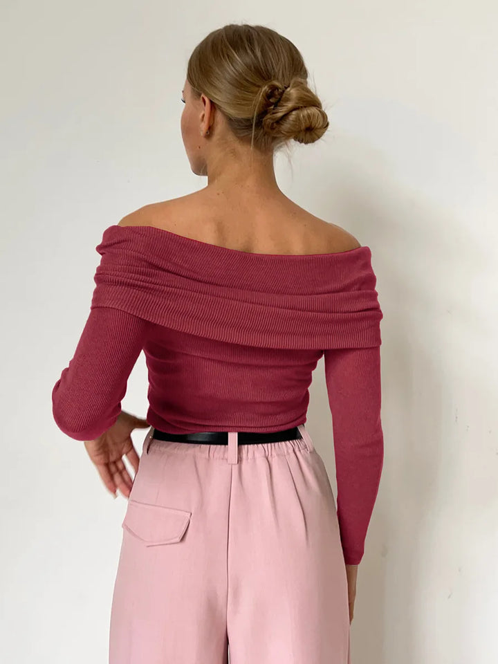 Dames off-shoulder trui, elegant ontwerp, zacht materiaal, aangesloten pasvorm, veelzijdig.
