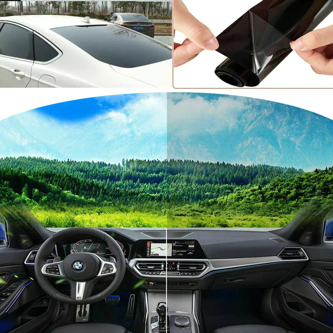Zwarte auto raamfolie voor UV-bescherming en comfort, 1 rol, krasbestendig, diverse lichtdoorlatendheden.