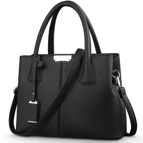Zwarte dames crossbody tas van kunstleer, elegant en ruim, voor stijlvolle vrouwen in het dagelijks leven en bij gelegenheden.
