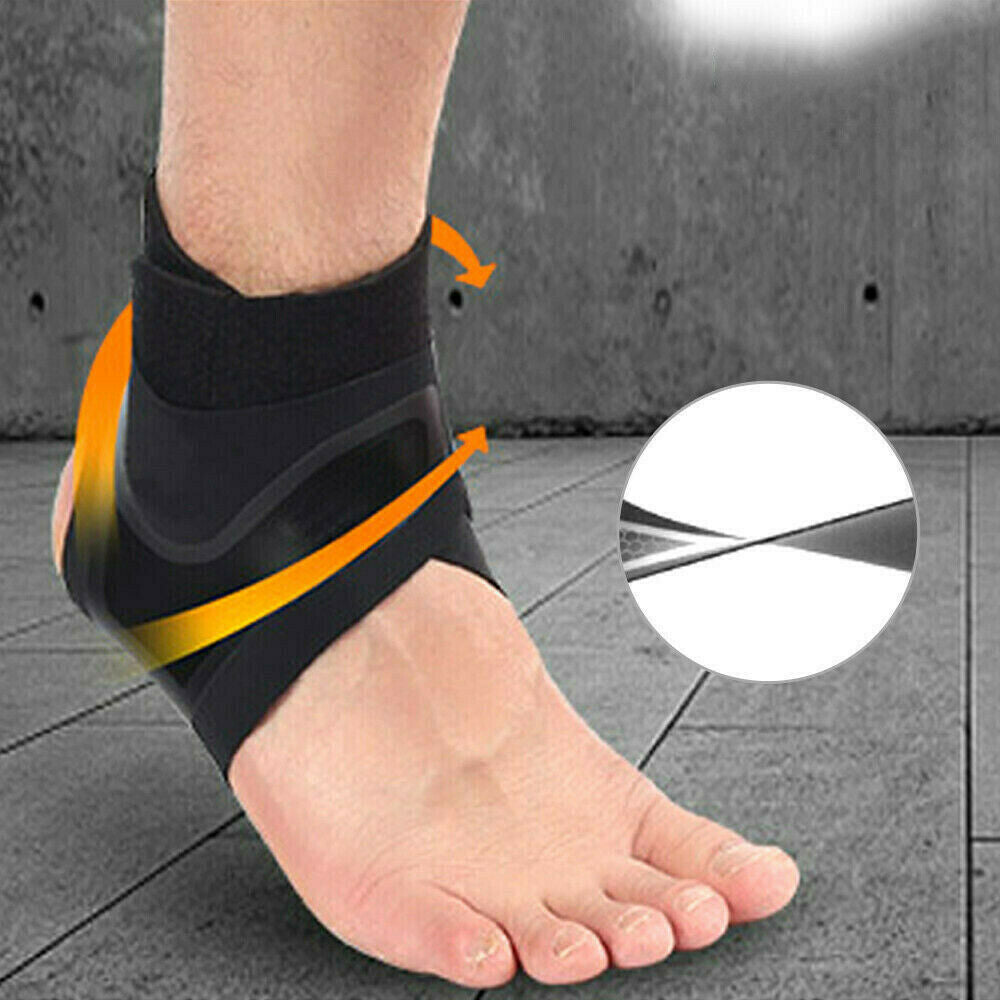 Zwarte enkelbandage voor pijnverlichting en stabiliteit, ergonomisch ontwerp voor sport en dagelijks gebruik.