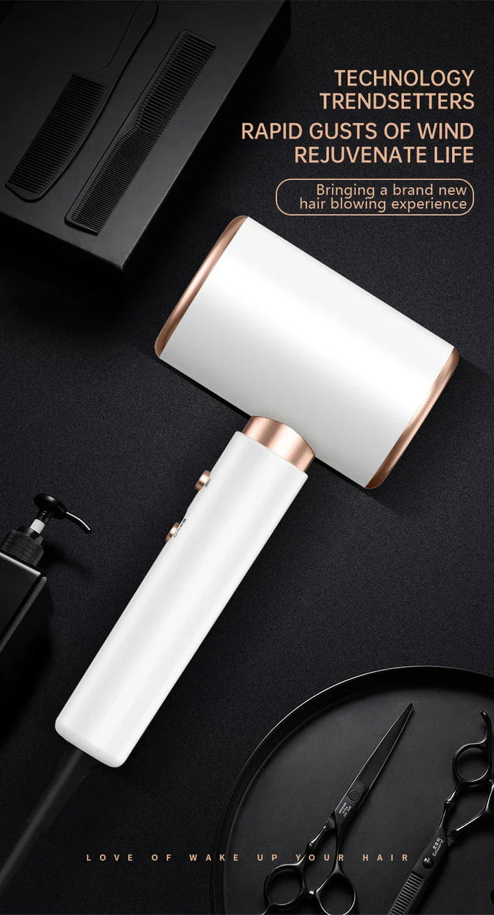 Zwarte 2400W haardroger met ionentechnologie, ergonomische grip en koude/warme luchtfunctie voor professionele styling.