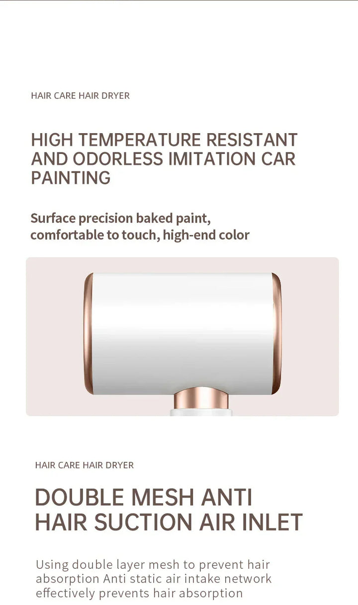 "Schwarzer 2400W Haartrockner mit Ionentechnologie, ergonomischem Griff und Kalt-/Warmluftfunktion für Profi-Styling."