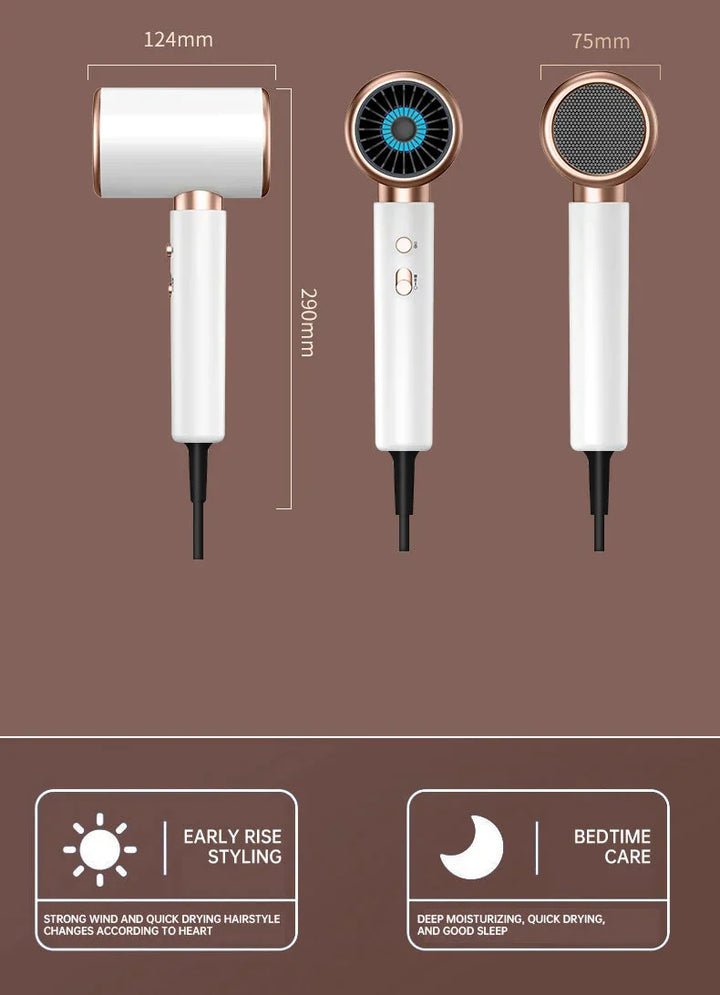 "Schwarzer 2400W Haartrockner mit Ionentechnologie, ergonomischem Griff und Kalt-/Warmluftfunktion für Profi-Styling."