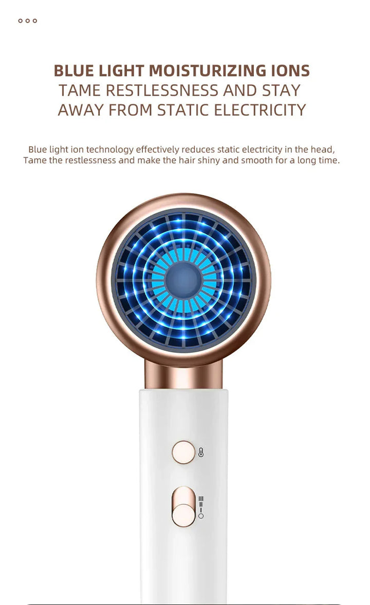 "Schwarzer 2400W Haartrockner mit Ionentechnologie, ergonomischem Griff und Kalt-/Warmluftfunktion für Profi-Styling."