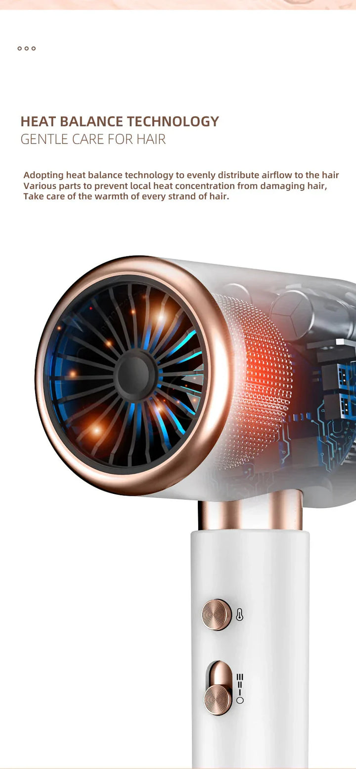 "Schwarzer 2400W Haartrockner mit Ionentechnologie, ergonomischem Griff und Kalt-/Warmluftfunktion für Profi-Styling."