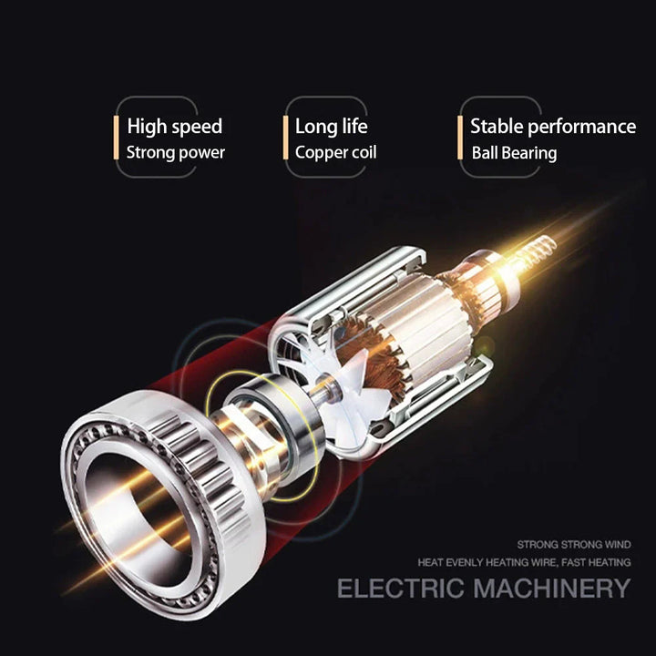 "Schwarzer 2400W Haartrockner mit Ionentechnologie, ergonomischem Griff und Kalt-/Warmluftfunktion für Profi-Styling."