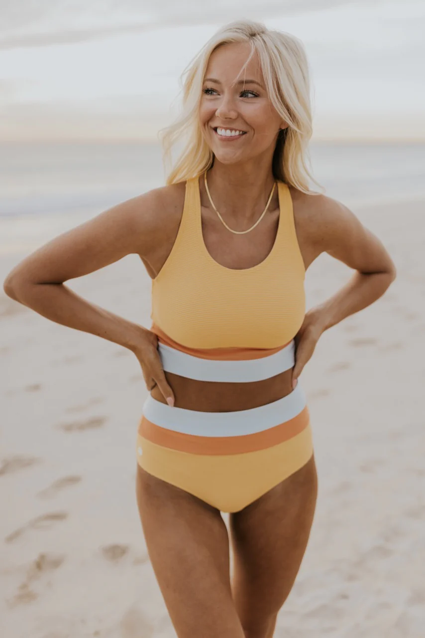 Zwarte colorblock bikini set, moderne dames zwemkleding