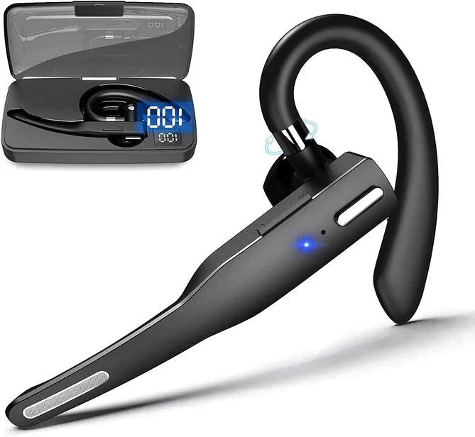 Zwarte Trucker Dual Mic Bluetooth Headset met ruisonderdrukking en ergonomisch design, perfect voor lange gesprekken.