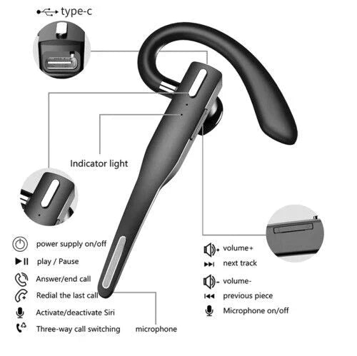Zijkant van de Trucker Dual Mic Bluetooth Headset, die de verstelbaarheid en robuuste constructie toont.