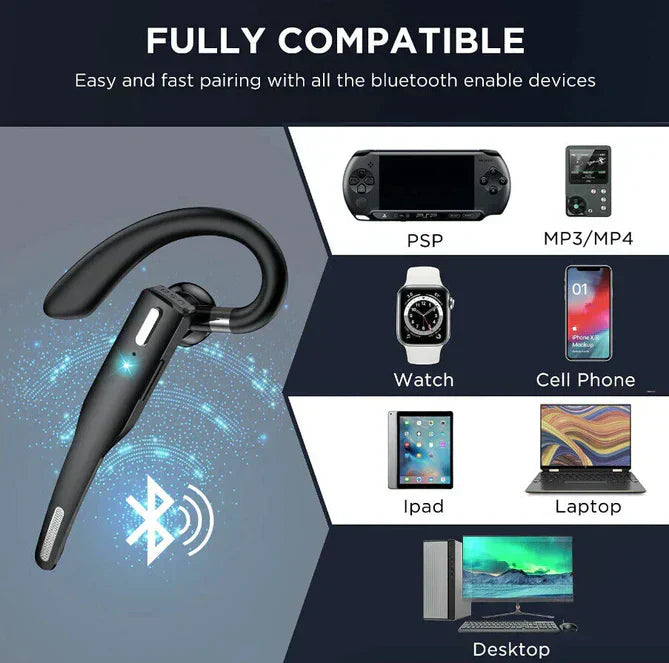 Het comfortabele oorstuk van de Trucker Dual Mic Bluetooth Headset, ontworpen voor langdurig gebruik.
