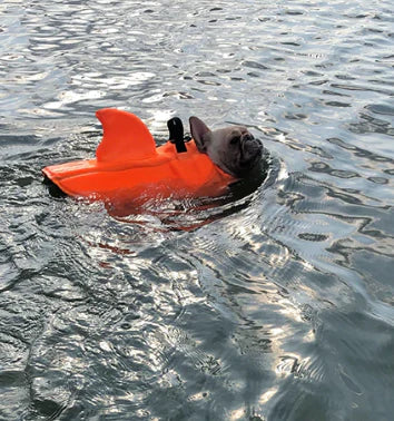 Honden reddingsvest met verstelbare riemen en stijlvolle haaienvin voor maximale veiligheid en plezier in het water.