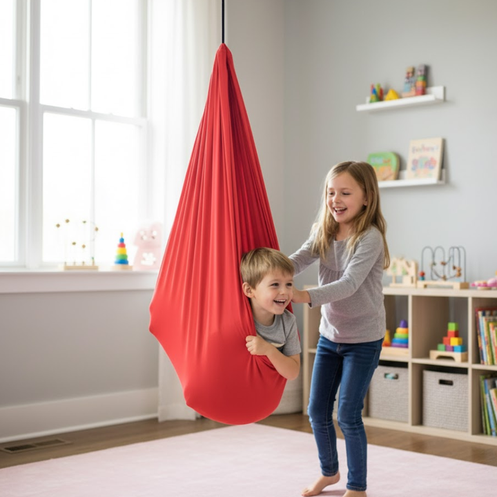 Professionele therapie schommel die sensorische integratie ondersteunt bij kinderen en zorgt voor rust.