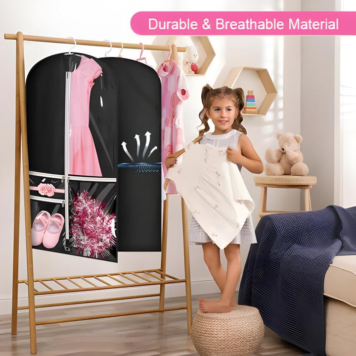 Kledingopslag & reisbescherming: set van 5 transparante kledinghoezen voor unisex dans- en kostuumkleding.