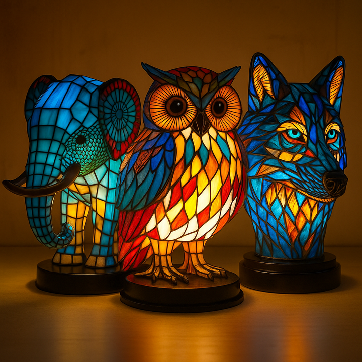 Sfeervol interieur nachtlampje, hars dieren decoratie voor een gezellige en unieke sfeer.