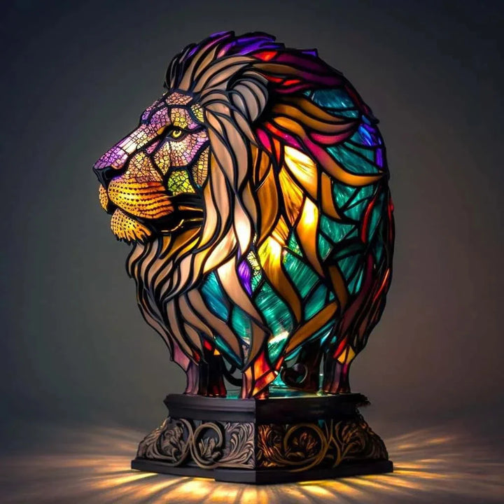 Wolf hars nachtlampje, sfeervolle dierenkunst en sculptuur voor een warme ambiance in huis.