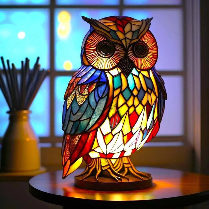 Handgemaakt dieren sculptuur nachtlampje, uniek hars kunstwerk voor een gezellige interieur.
