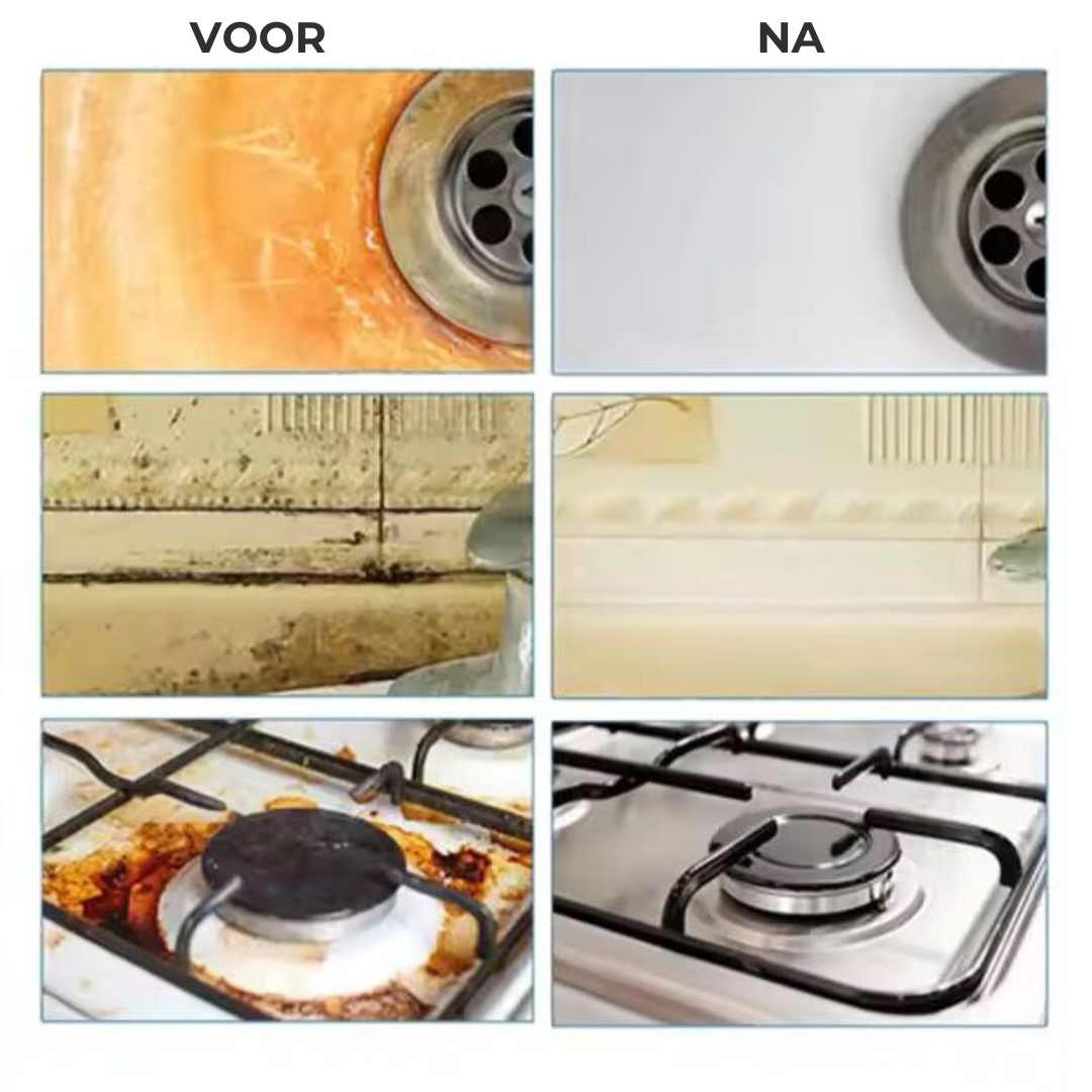 Streeploos schone oppervlakken na gebruik van ShineFoam, een effectieve vlekverwijderaar en schoonmaakmiddel.