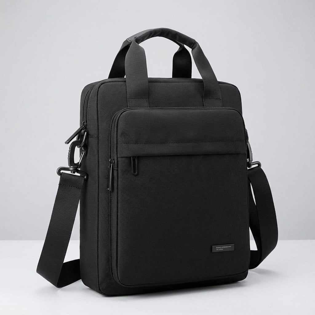 Stijlvolle slanke messenger werktas van waterdicht nylon. Ideaal als unisex laptoptas voor reizen en zakelijk gebruik.