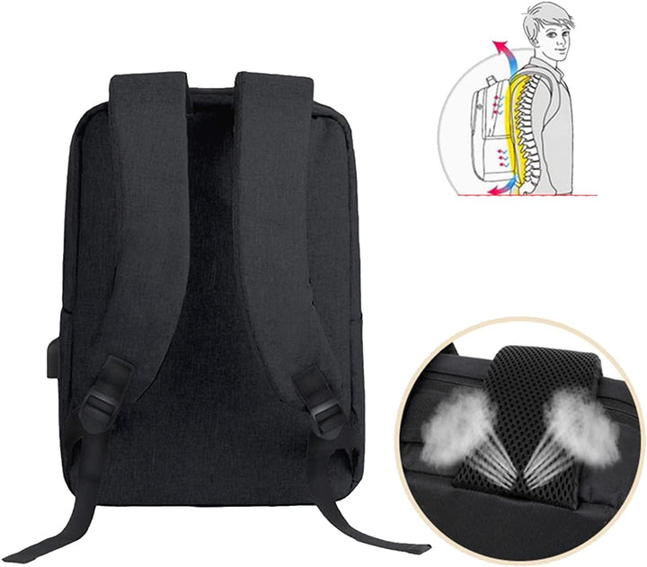 Unisex waterdichte rugzak met USB-poort en slank ontwerp, perfect voor laptops en zakelijk gebruik.
