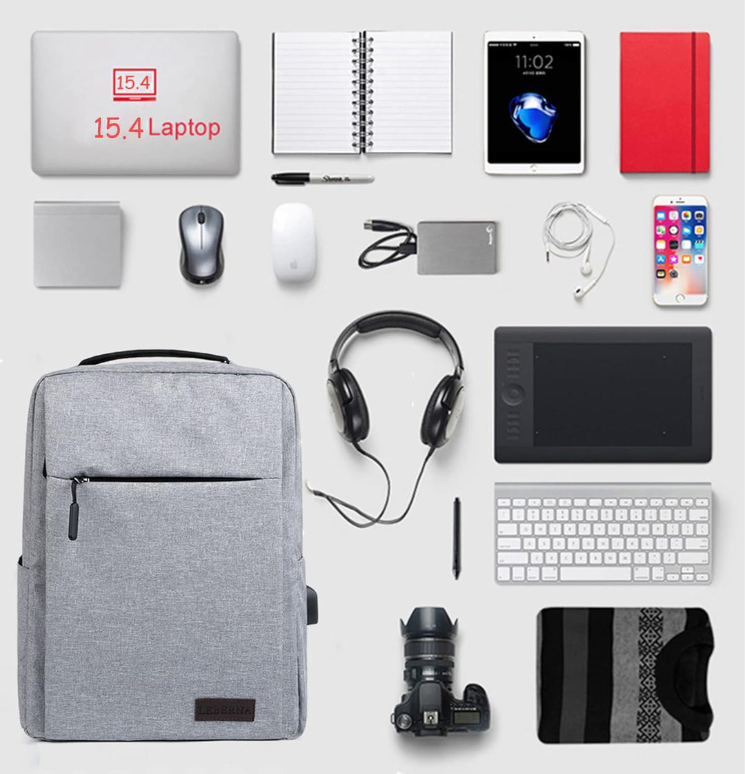 Binnenkant van de slanke unisex laptoprugzak met meerdere organizer vakken en een veilig laptopvak.
