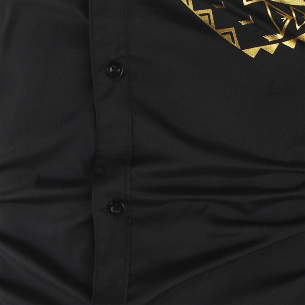Veelzijdig stijlvol slim fit heren overhemd, met gouden details perfect voor zowel casual chic als avondkleding.