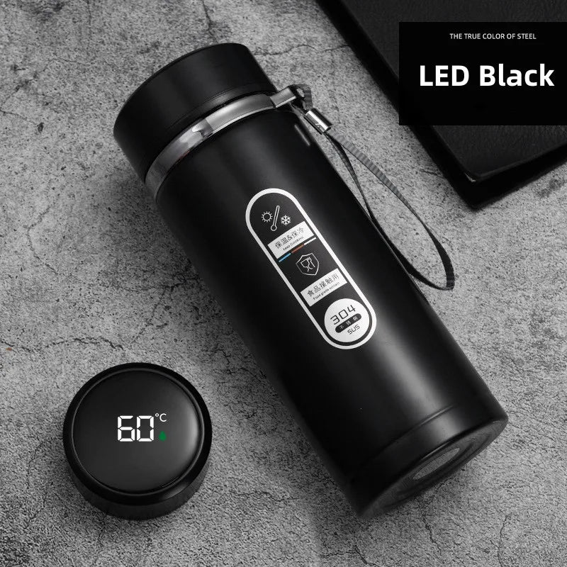 Veelzijdige warm/koud vacuümfles met slim LED display. Roestvrij staal en lekvrij. Essentieel voor hydratatie.
