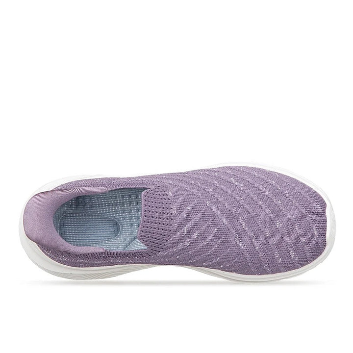 Slip-on sneaker dames, comfortabele anti-pijn instapschoen, paars, gedempte binnenzool, antislip, geen veters.