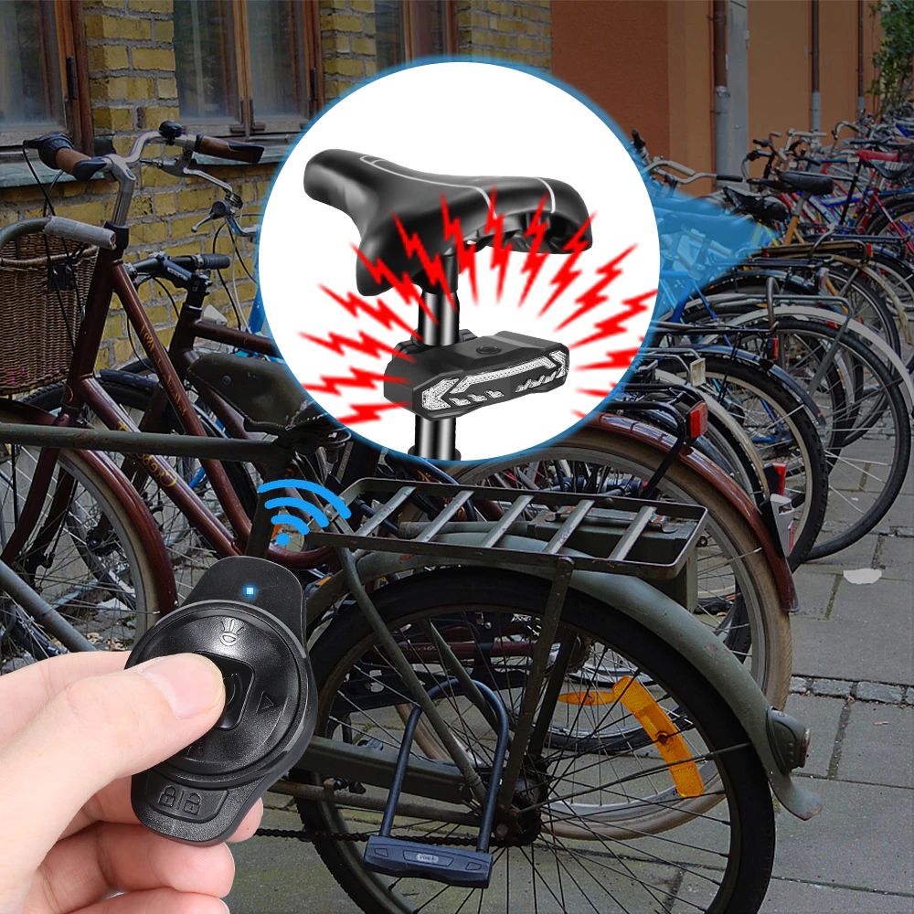 Slim achterlicht met alarm voor fietsen, zwart, 6 lichtmodi, weerbestendig, hoge zichtbaarheid voor veiligheid en diefstalbeveiliging