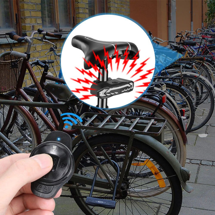 Slim achterlicht met alarm voor fietsen, zwart, 6 lichtmodi, weerbestendig, hoge zichtbaarheid voor veiligheid en diefstalbeveiliging