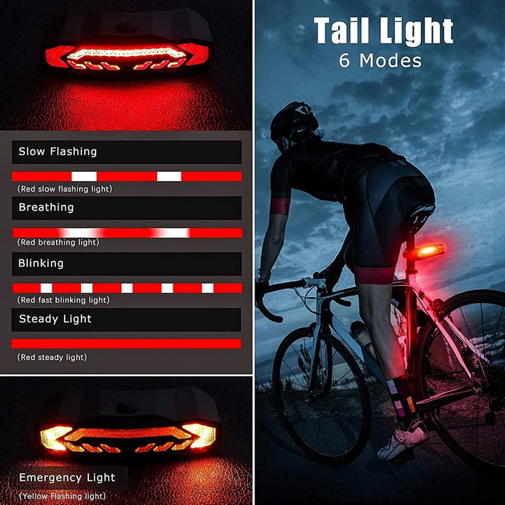 Slim achterlicht met alarm voor fietsen, zwart, 6 lichtmodi, weerbestendig, hoge zichtbaarheid voor veiligheid en diefstalbeveiliging