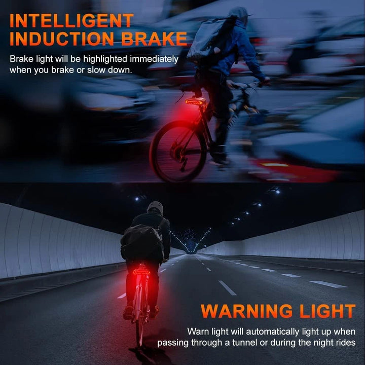 Slim achterlicht met alarm voor fietsen, zwart, 6 lichtmodi, weerbestendig, hoge zichtbaarheid voor veiligheid en diefstalbeveiliging