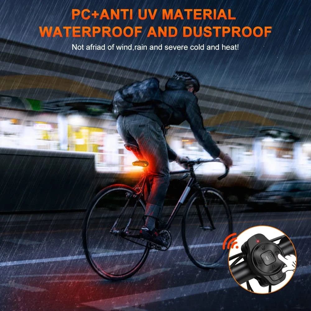 Slim achterlicht met alarm voor fietsen, zwart, 6 lichtmodi, weerbestendig, hoge zichtbaarheid voor veiligheid en diefstalbeveiliging