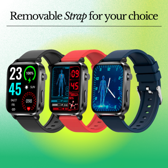 Smartwatch met glad display, ideaal voor pijnloze bloedsuikermeting en wellness-monitoring voor gezondheid en stijl.