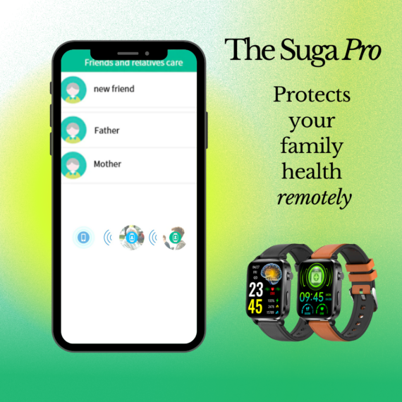 Smartwatch met glad display, ideaal voor pijnloze bloedsuikermeting en wellness-monitoring voor gezondheid en stijl.