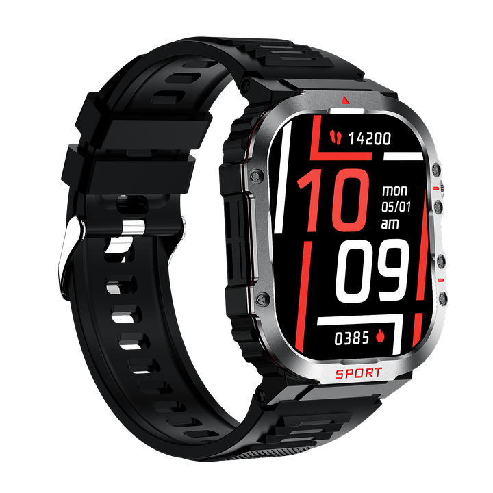 Smartwatch met groot HD-scherm en gezondheidsmonitor, bloedglucose- en hartslagmeting, stijlvol ontwerp.