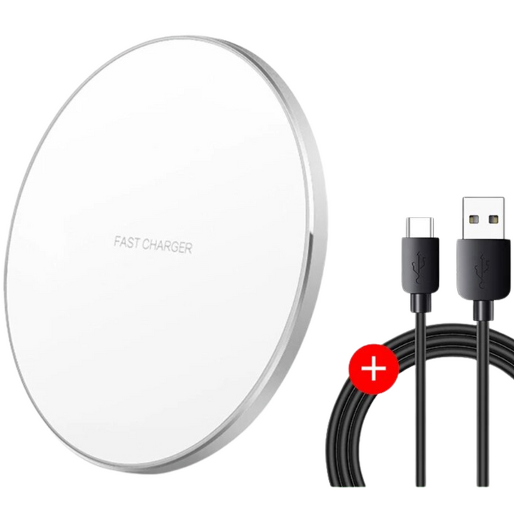 Minimalistische 30W draadloze oplader, universeel compatibel met alle telefoons.
