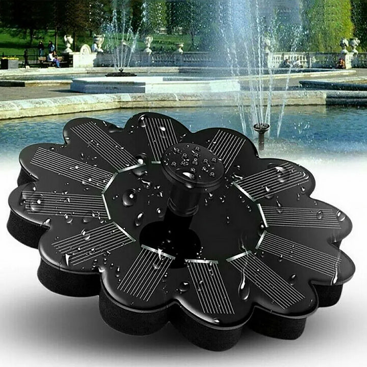 Solarfontein met bloemen-design voor vijvers, toont elegante waterfontein, werkt op zonne-energie, milieuvriendelijk