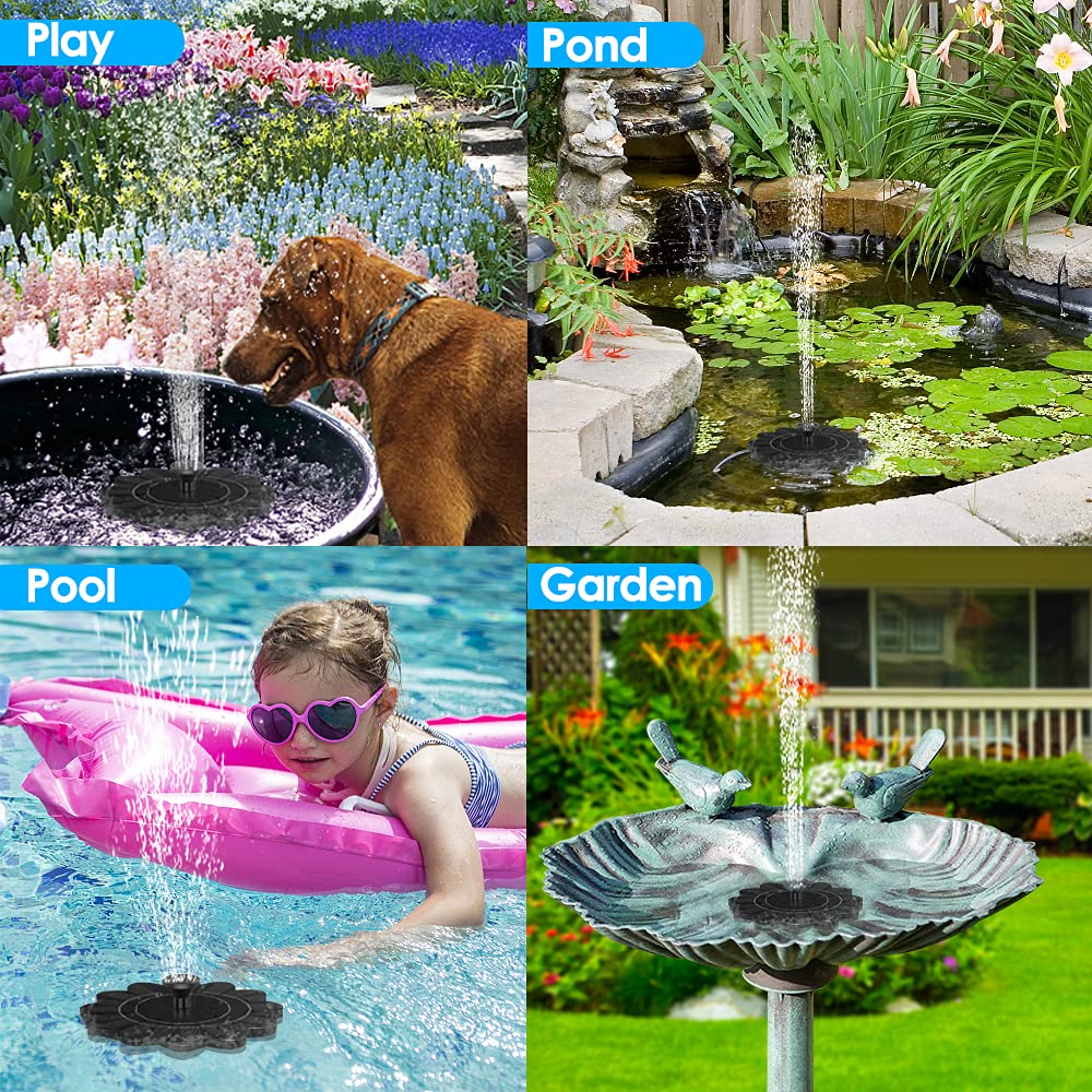 Solarfontein met bloemen-design voor vijvers, toont elegante waterfontein, werkt op zonne-energie, milieuvriendelijk
