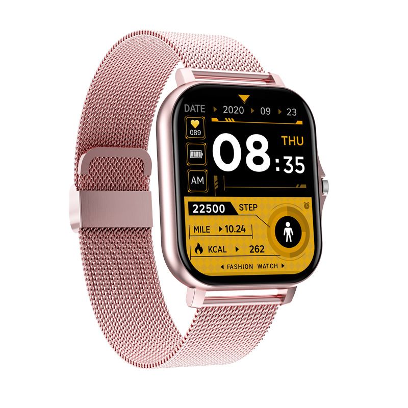 SOS Smartwatch met realtime vitaalbewaking, compact en stijlvol, verkrijgbaar in Goud, Grijs, Roze en Zwart.