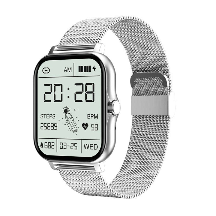 SOS Smartwatch met realtime vitaalbewaking, compact en stijlvol, verkrijgbaar in Goud, Grijs, Roze en Zwart.