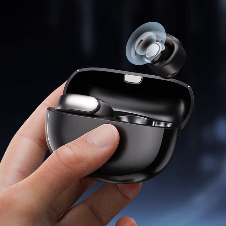 Sportkoptelefoon open oor, Bluetooth 5.3, zwart, lange batterijduur, ideaal voor sport en buitenactiviteiten.