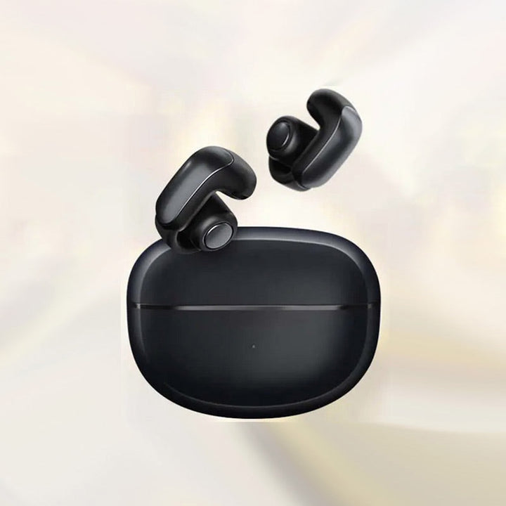 Sportkoptelefoon open oor, Bluetooth 5.3, zwart, lange batterijduur, ideaal voor sport en buitenactiviteiten.