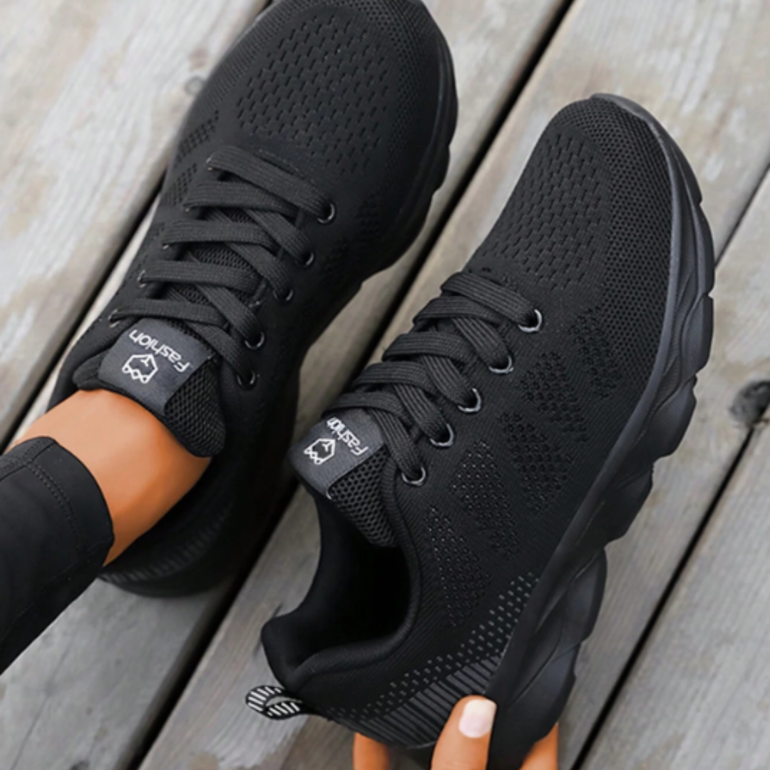 Sportieve dames sneakers met veters, antislipzool, zijaanzicht, ademend, modern, comfortabel