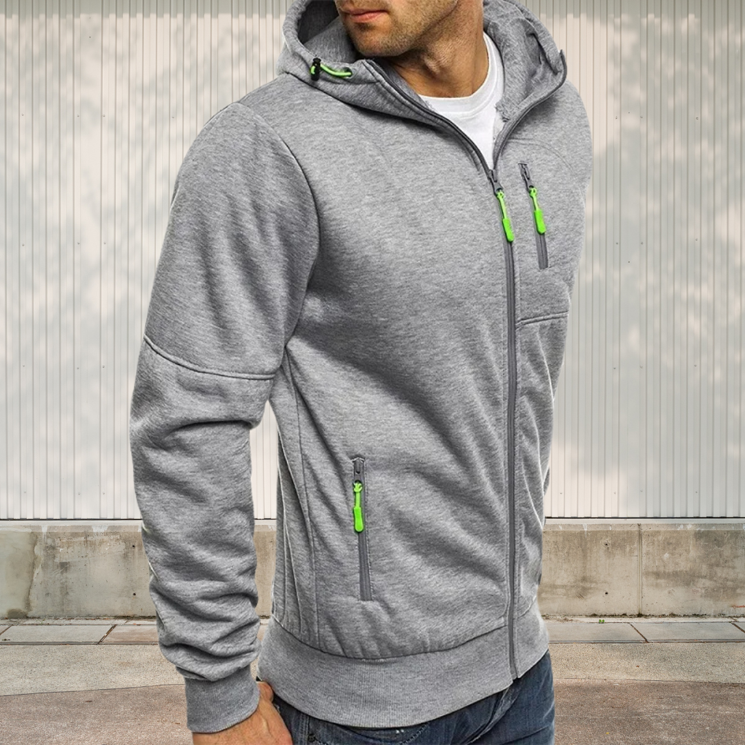 Sportieve heren hoodie met rits en capuchon, veelzijdig voor sport en vrijetijd