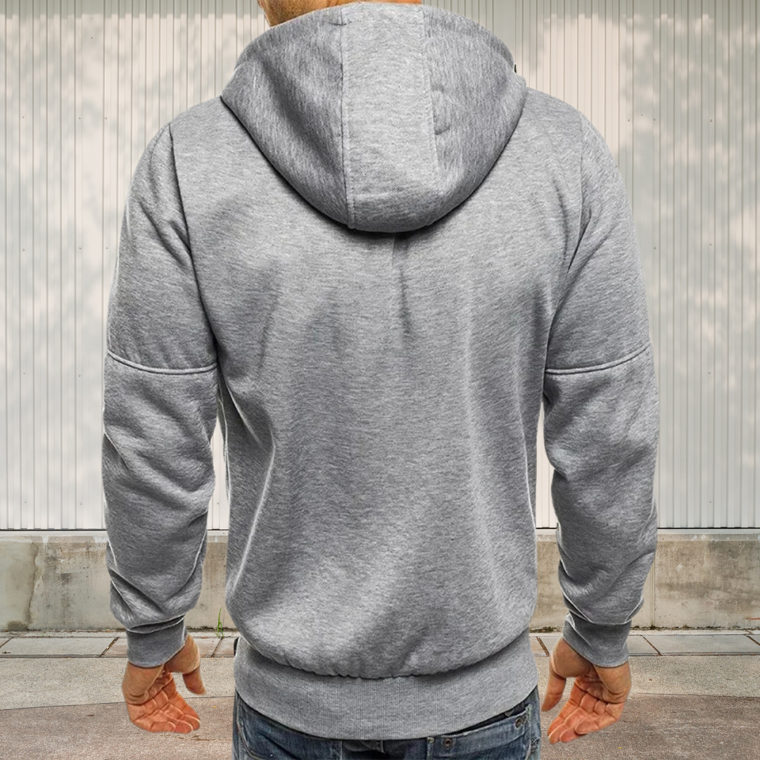 Sportieve heren hoodie met rits en capuchon, veelzijdig voor sport en vrijetijd