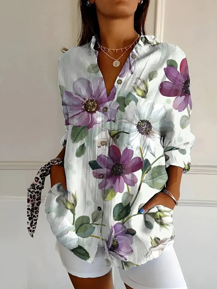 Stella Damesblouse, 100% katoen, blauwe blouse, luchtig, duurzaam, stijlvolle vrijetijdslook
